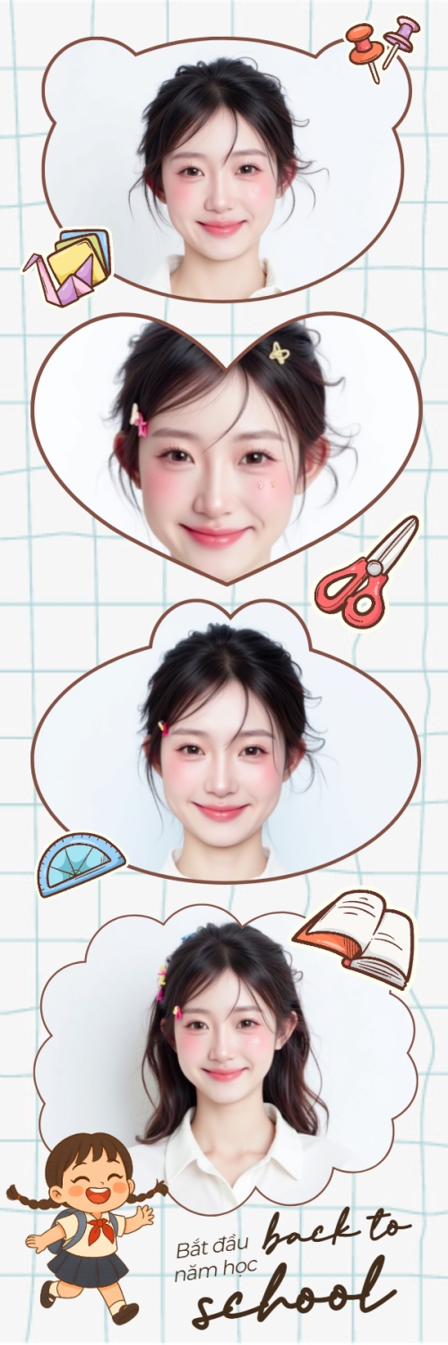 Mẫu thiết kế Bộ Ảnh Photobooth Tựu trường, đến trường, nhập học, giáo dục, education, school, trường học, dễ thương, cute, chibi, hoạt hình, cartoon 1775397266