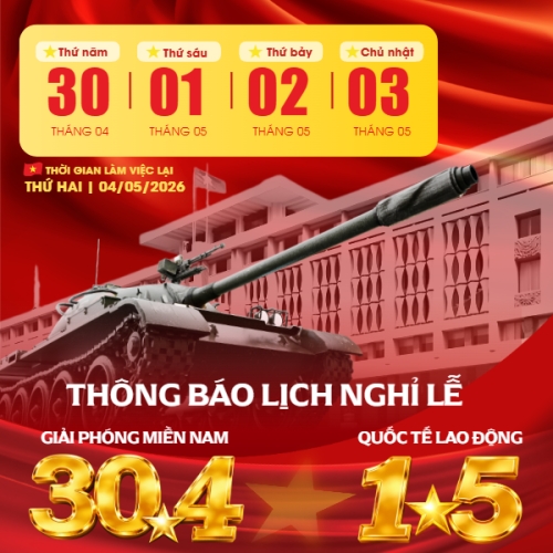 Mẫu thiết kế Bài post MXH vuông Lịch nghỉ lễ 30/4-1/5 1774996356