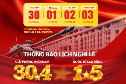 Mẫu thiết kế Bài post MXH ngang Lịch nghỉ lễ 30/4-1/5 1776616405
