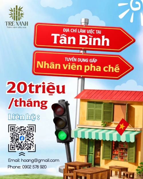 Mẫu thiết kế Bài post MXH dọc Tuyển nhân viên pha chế 1776166515
