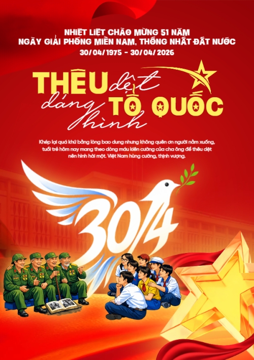 Mẫu thiết kế Poster chuẩn Nhiệt liệt chào mừng ngày Giải phóng miền Nam, thống nhất đất nước 1775224706