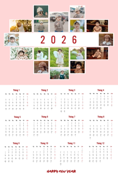 Mẫu thiết kế Lịch đơn treo tường Kỉ niệm của bé 1777143362