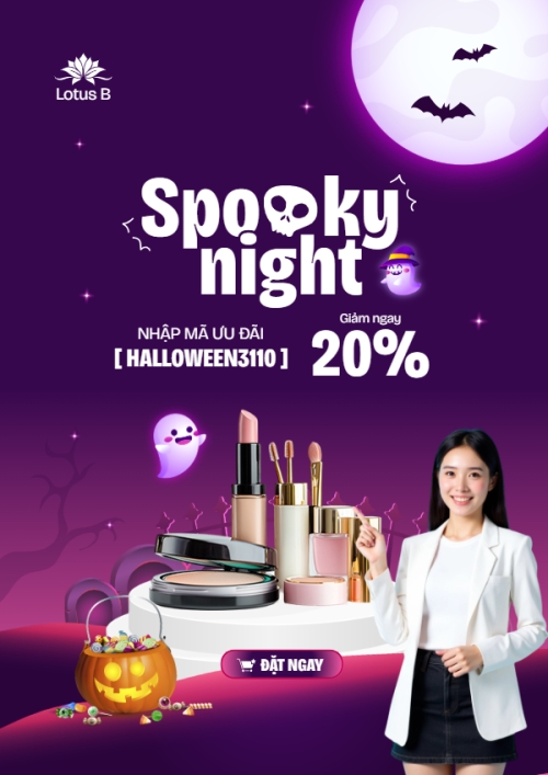 Mẫu thiết kế Poster chuẩn Halloween, lễ hội ma quái, thẩm mỹ, cosmetic, beauty, làm đẹp, sự kiện, event, dễ thương, cute, chibi, hoạt hình, cartoon 1775305303