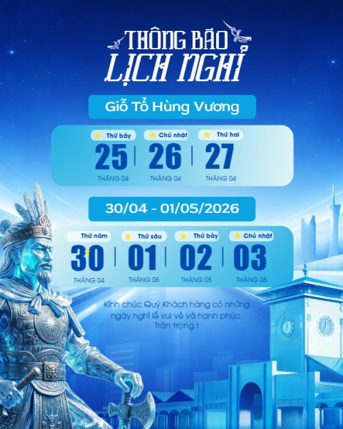 Mẫu thiết kế Bài post MXH dọc Lịch nghỉ lễ Giỗ Tổ và 30/4-1/5 1776179706