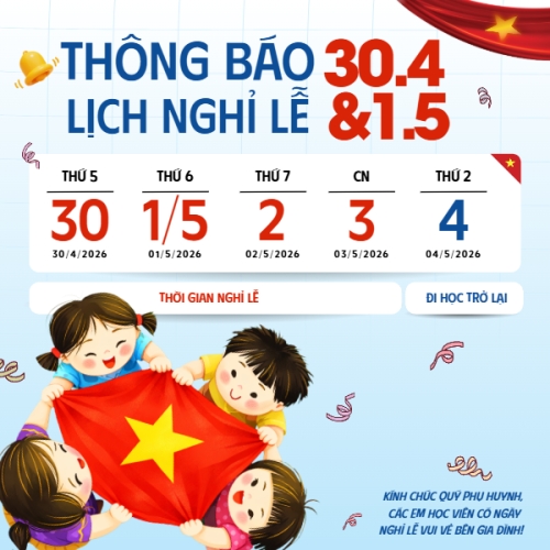 Mẫu thiết kế Bài post MXH vuông Lịch nghỉ lễ 30/4-1/5 1774996325