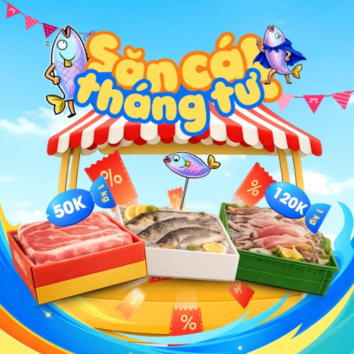 Mẫu thiết kế Bài post MXH vuông Săn cá tháng tư 1774996325