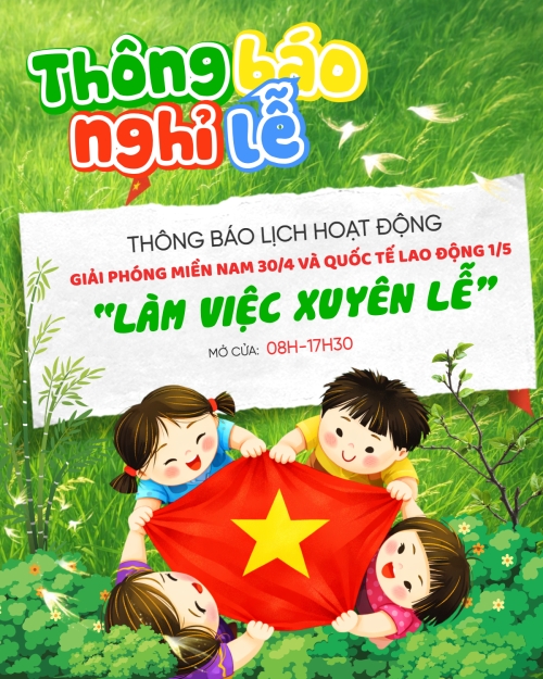 Mẫu thiết kế Bài post MXH dọc Lịch nghỉ lễ 30/4-1/5 1776166514