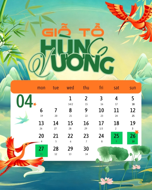 Mẫu thiết kế Bài post MXH dọc Lịch nghỉ lễ Giỗ Tổ Hùng Vương 1776166514