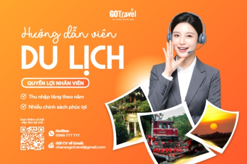 Mẫu thiết kế Bài post MXH ngang Tuyển dụng hướng dẫn viên du lịch 1775001579
