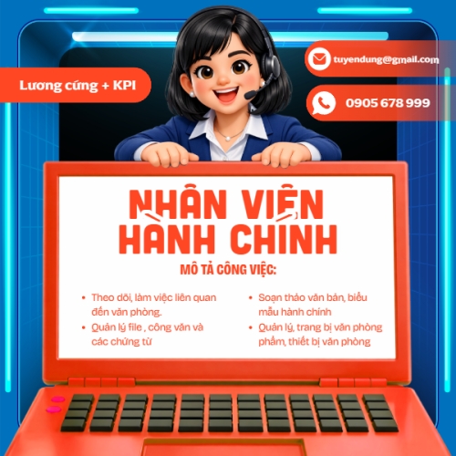 Mẫu thiết kế Bài post MXH vuông Tuyển dụng nhân viên hành chính 1775234796