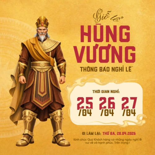 Mẫu thiết kế Bài post MXH vuông Thông báo nghỉ lễ Giỗ tổ Hùng Vương 2026 1774996325