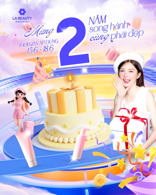 Mẫu thiết kế Bài post MXH dọc Mừng 2 năm song hành cùng phái đẹp 1776166515