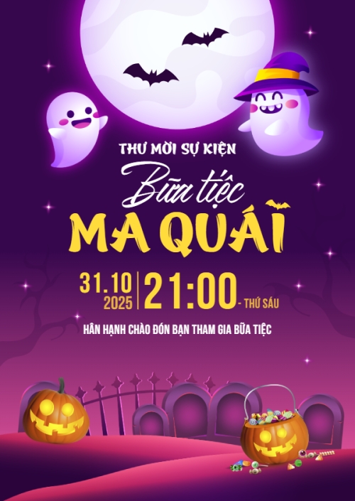 Mẫu thiết kế Thư mời Halloween, lễ hội ma quái, sự kiện, event, dễ thương, cute, chibi, hoạt hình, cartoon 1777575121