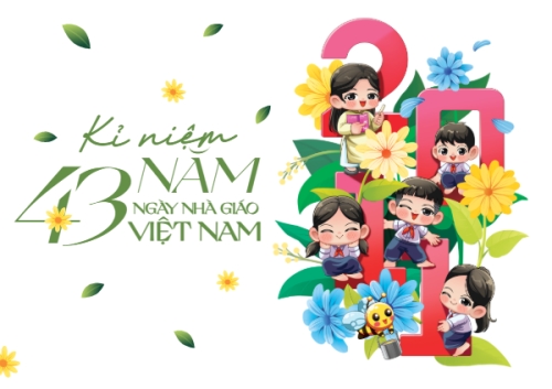 Mẫu thiết kế Thiệp chúc mừng Kỉ niệm 43 năm ngày nhà giáo 1777594814