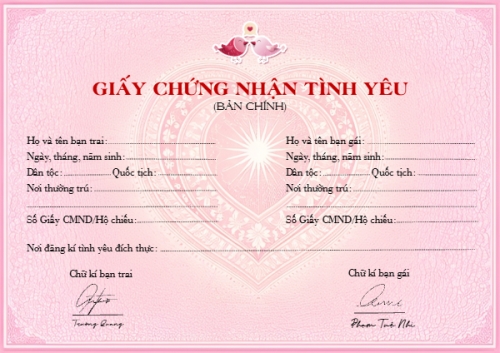 Mẫu thiết kế Bằng khen Giấy chứng nhận tình yêu 1778442218