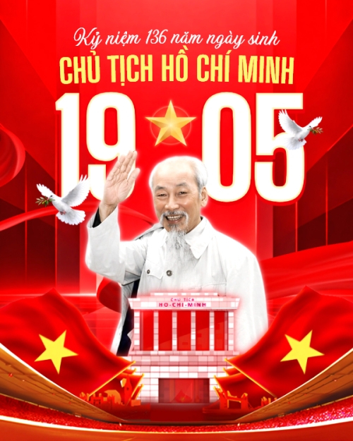 Mẫu thiết kế Bài post MXH dọc Kỷ niệm 136 năm ngày sinh Chủ tịch Hồ Chí Minh 1778442188
