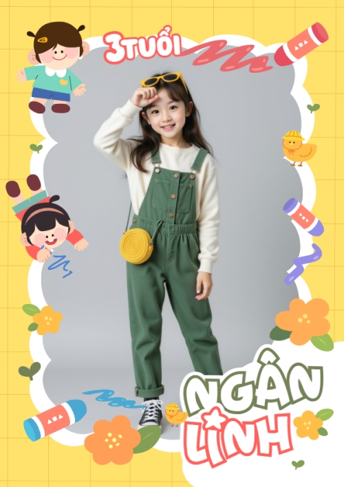 Mẫu thiết kế Khung ảnh (dọc) Em bé, baby, trẻ em, kids, dễ thương, cute, sinh nhật, birthday 1778442234