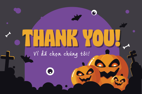 Mẫu thiết kế Thank you card Halloween, dễ thương, cute, chibi, hoạt hình, cartoon 1778455917