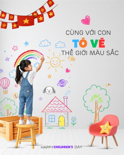 Mẫu thiết kế Bài post MXH dọc Cùng con tô vẽ thế giới 1780163120