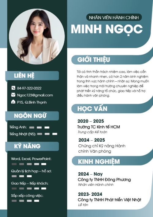 Mẫu thiết kế Hồ sơ xin việc Nhân viên hành chính, nhân viên văn phòng, văn phòng, business, office, đơn giản, simple, minimalist, tối giản 1779248711