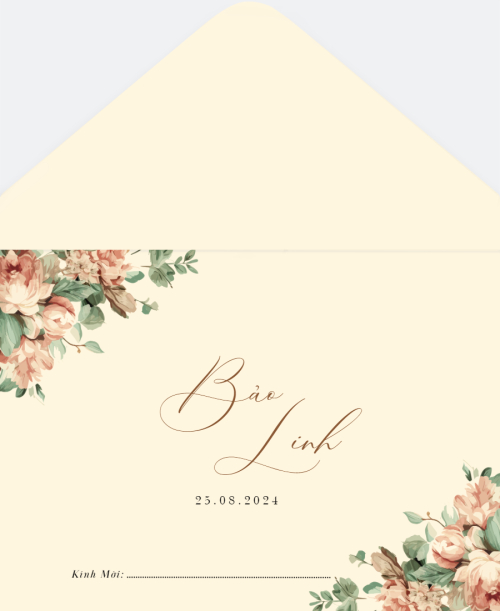 Mẫu thiết kế Bao thiệp cưới Vintage Flower, hoa lá, thiên nhiên, floral, vintage, cổ điển 1779398395