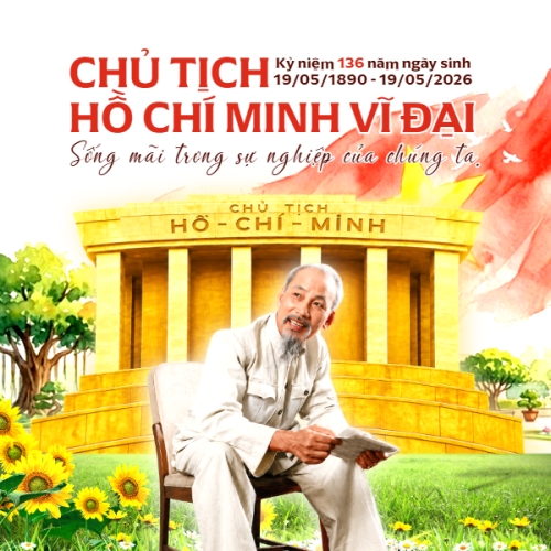 Mẫu thiết kế Bài post MXH vuông Kỷ niệm 136 năm ngày sinh Chủ tịch Hồ Chí Minh 1778257844