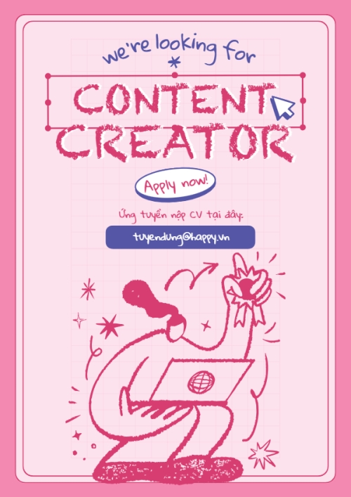 Mẫu thiết kế Poster chuẩn Content creator, nhà sáng tạo nội dung, tuyển dụng, văn phòng, office, dễ thương, cute, đơn giản, simple 1777575546