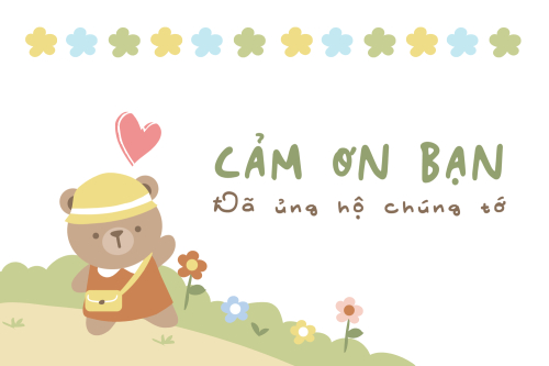 Mẫu thiết kế Thank you card Dễ thương, cute, chibi, hoạt hình, cartoon, bear, gấu 1778442069