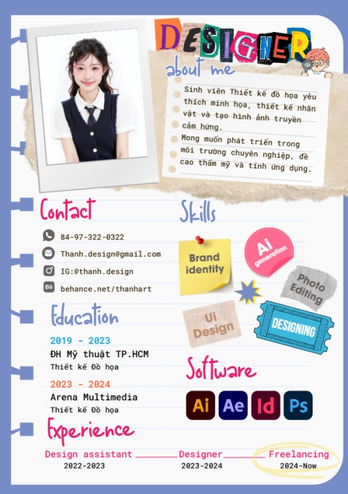Mẫu thiết kế Hồ sơ xin việc Thiết kế, designer, mỹ thuật, tài chính, truyền thông, finance, văn phòng, office, y2k, dễ thương, cute, chibi, hoạt hình, cartoon 1777575444