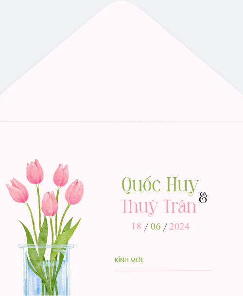 Mẫu thiết kế Bao thiệp cưới Hoa tulip, thiên nhiên, floral, màu nước, watercolor 1779391282