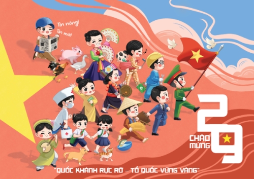 Mẫu thiết kế Thiệp chúc mừng Việt Nam, lễ hội, 2/9, Quốc Khánh, 30/4, 1/5, dễ thương, cute, thuần Việt 1777575433