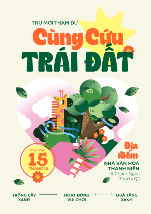 Mẫu thiết kế Thư mời Hoạt động từ thiện, thiện nguyện, sự kiện, event, đơn giản, simple, dễ thương, cute 1778442000