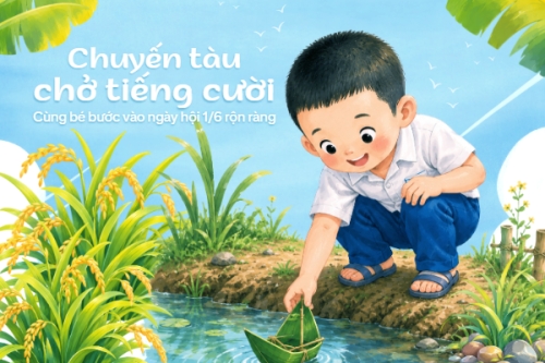 Mẫu thiết kế Bài post MXH ngang Chuyến tàu chở tiếng cười 1778971088