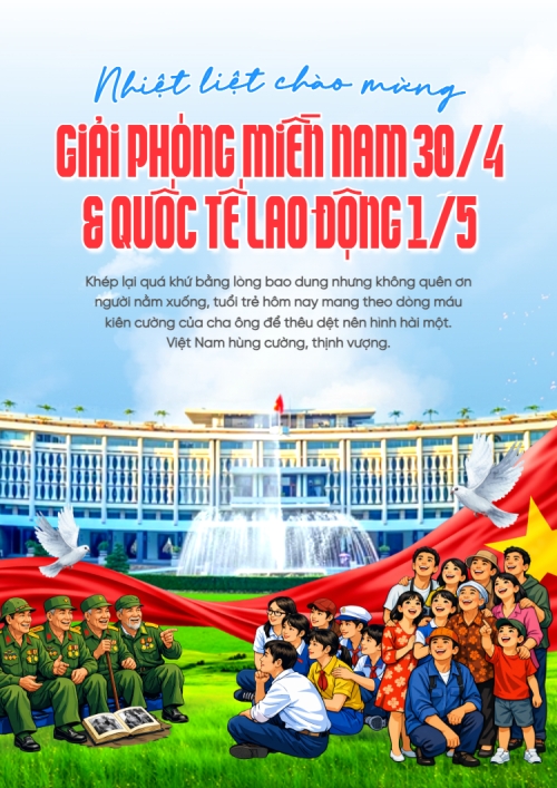 Mẫu thiết kế Poster chuẩn Nhiệt liệt chào mừng ngày Giải phóng miền Nam, thống nhất đất nước 1777575055