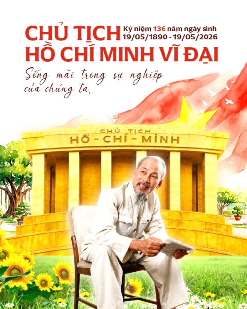 Mẫu thiết kế Bài post MXH dọc Kỷ niệm 136 năm ngày sinh Chủ tịch Hồ Chí Minh 1778442188