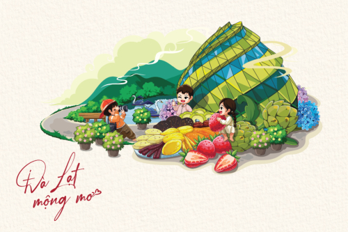 Mẫu thiết kế Postcard Đà lạt, dễ thương, cute, chibi, hoạt hình, cartoon 1779471920