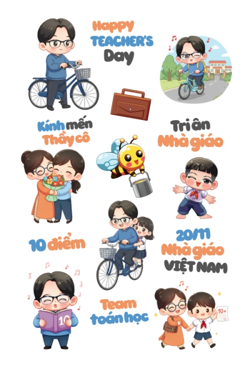 Mẫu thiết kế Nhãn Sticker - Sticker Sheets Happy Teacher's day 20/11 1778442543