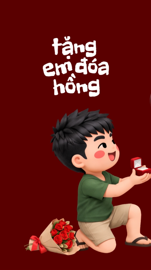Mẫu thiết kế Hình nền điện thoại Tặng em đóa hồng Làm vợ anh không? 1778441799
