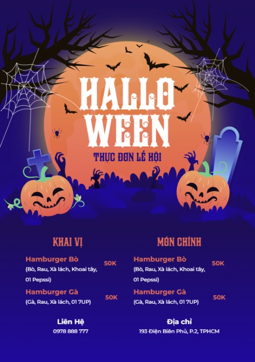 Mẫu thiết kế Menu tờ rời (dọc) Halloween, lễ hội ma quái, sự kiện, event, nước uống, drink, food, ẩm thực, dễ thương, cute, chibi, hoạt hình, cartoon 1777892415