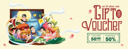 Mẫu thiết kế Gift voucher Trung thu, Tết Đoàn Viên, mid-autumn festival, sự kiện, ẩm thực, food, event, hiện đại, modern, cute, dễ thương, chibi 1778456405