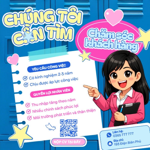 Mẫu thiết kế Bài post MXH vuông Tuyển dụng chăm sóc khách hàng 1777575118