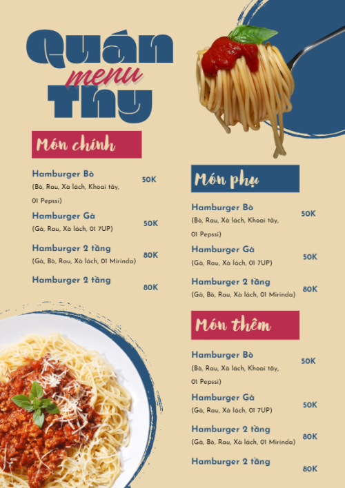 Mẫu thiết kế Menu tờ rời (dọc) Đồ ăn, food, thực phẩm, ẩm thực, món ăn, F&B, nhà hàng, thức ăn, mì, noodle 1777892415