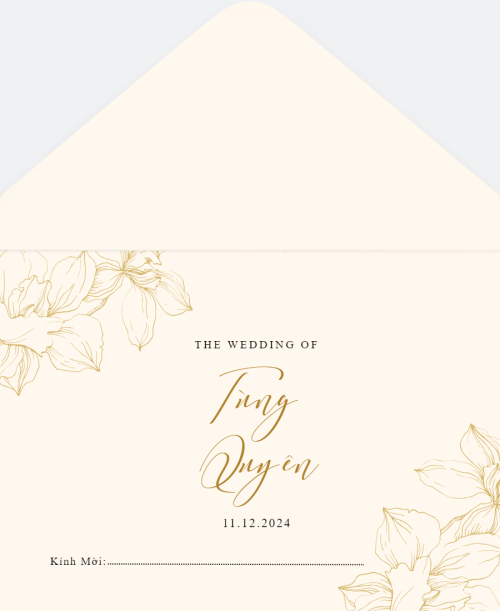 Mẫu thiết kế Bao thiệp cưới Orchid Bloom, hoa lá, thiên nhiên, floral, vintage, cổ điển 1779398395