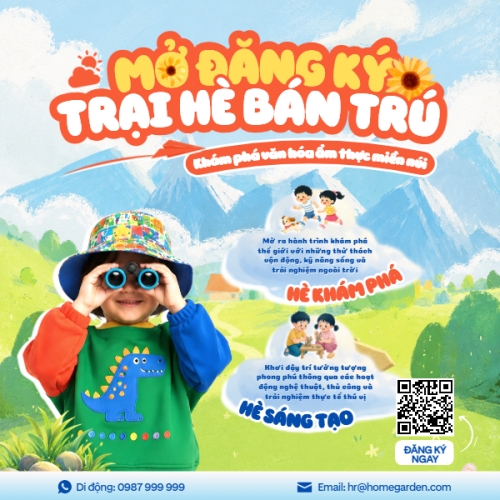 Mẫu thiết kế Bài post MXH vuông Mở đăng ký trại hè bán trú 1780239114