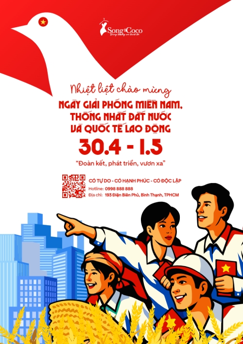 Mẫu thiết kế Poster chuẩn Nhiệt liệt chào mừng ngày Giải phóng miền Nam, Quốc tế lao động 1778265562