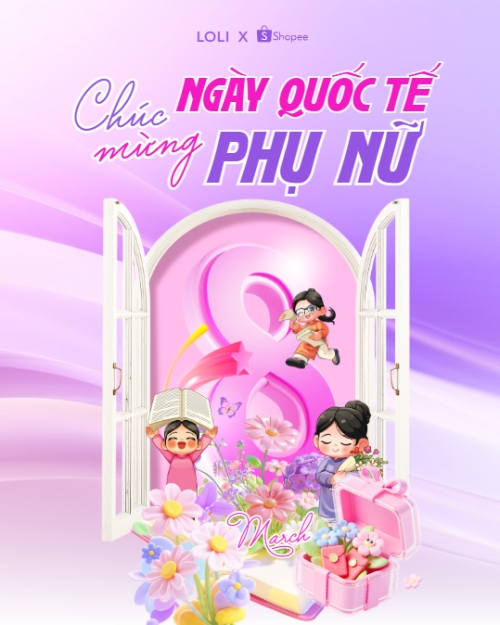 Mẫu thiết kế Bài post MXH dọc Chúc mừng ngày Quốc tế phụ nữ 8/3 1778442187