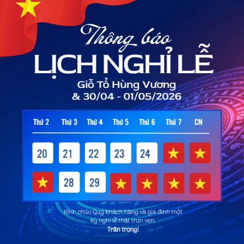 Mẫu thiết kế Bài post MXH vuông Lịch nghỉ lễ Giỗ Tổ và 30/4-1/5 1778971112