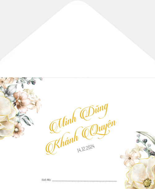 Mẫu thiết kế Bao thiệp cưới Vàng Son, hoa lá, thiên nhiên, floral, vintage, cổ điển 1779391282