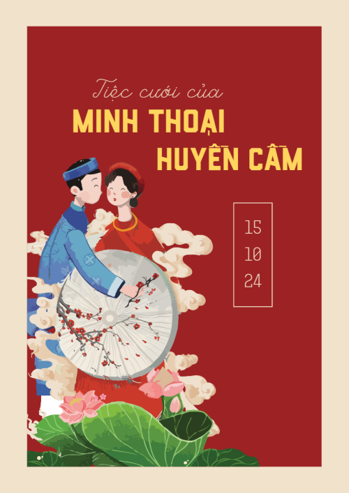 Mẫu thiết kế Khung ảnh (dọc) Phu Thê, truyền thống, traditional, dân gian, chibi, dễ thương 1778442285