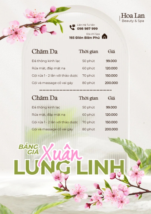 Mẫu thiết kế Menu tờ rời (dọc) Bảng giá xuân lung linh 1778442215